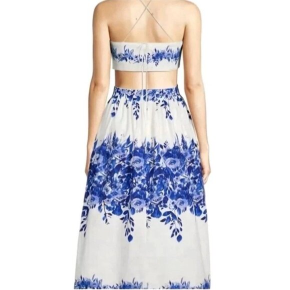 NEW Antonio Melani Cut Out Top Midi Dress Sz S Blue Porcelain Fairy Whimsy - Picture 8 of 16